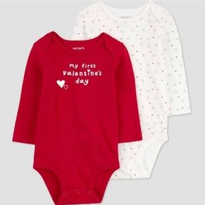 Carter's My First Valentine's 2 Pack Long Sleeve Bodysuits